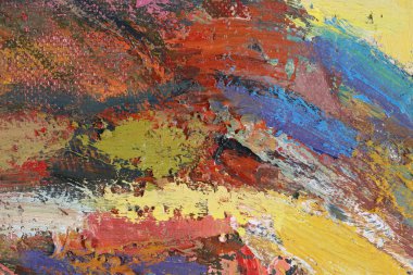 makro ressamın paleti, dokusu farklı renklerde ve doygunluk stüdyosunda karışık yağlı boya.