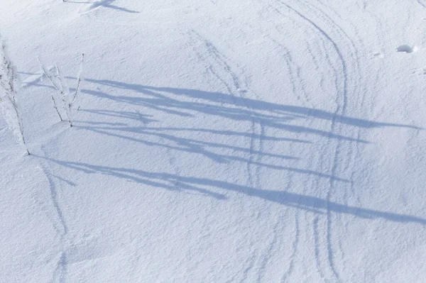 Makrotextur Schatten Auf Dem Schnee — Stockfoto
