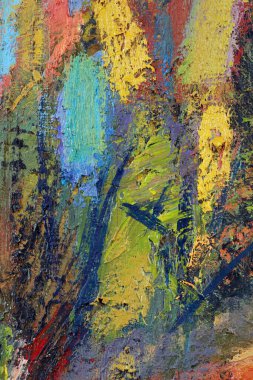 makro ressamın paleti, dokusu farklı renklerde ve doygunluk stüdyosunda karışık yağlı boya.