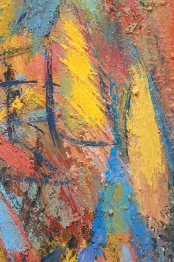 makro ressamın paleti, dokusu farklı renklerde ve doygunluk stüdyosunda karışık yağlı boya.