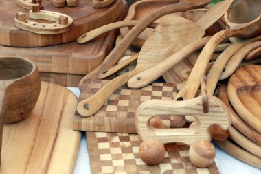 makro el yapımı ahşap kaplar - kaşıklar, çatallar, spatulalar