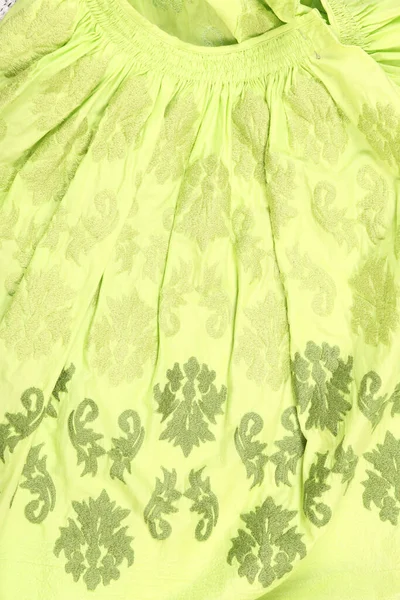 Close Fragment Green Skirt Crease Floral Ornaments — Stock Photo, Image