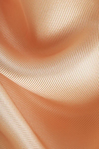 Macro Texture Satin Fabric Peach Color Studio — Stock Photo, Image