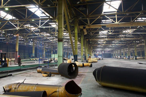 Interno Industriale Edificio Abbandonato Lavori Riparazione Nella Fase Iniziale — Foto Stock