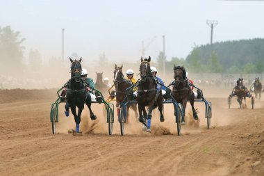 Naberezhnye Chelny, Rusya - 06 Haziran 2006: Naberezhnye Chelny Hipodromu 'nda at yarışı