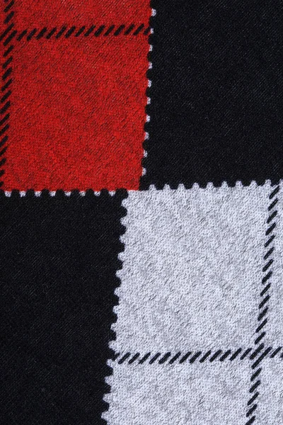 Macro Texture Fabric Cage Black Red White — Stock Photo, Image