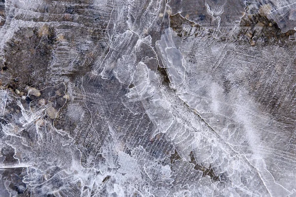 Textura Macro Gelo Chique Rio Inverno — Fotografia de Stock