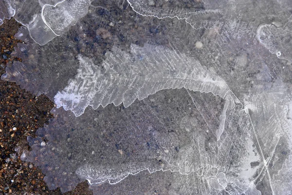 Macro Texture Fantasia Ghiaccio Sul Fiume Inverno — Foto Stock