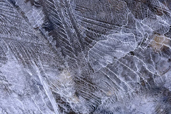 Macro Texture Fancy Ice River Winter — Stock Photo, Image