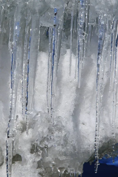 Macro Isolated Texture Ice Icicles River Early Spring Sunlight — Stock Photo, Image