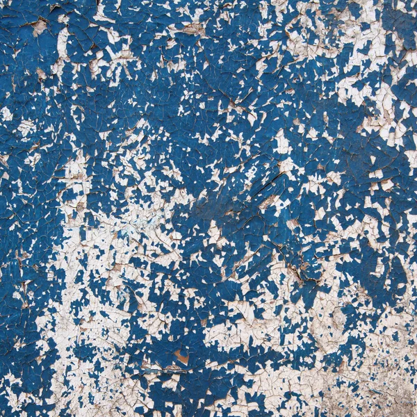 Fragment Macro Isolé Ancien Mur Délabré Peint Blanc Bleu — Photo