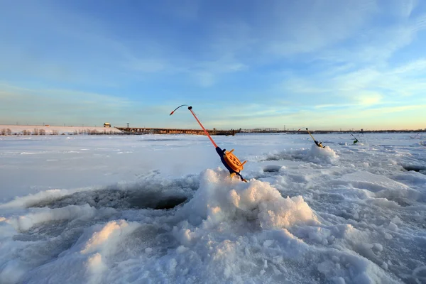 Fishing rod about wells — Stock Photo, Image