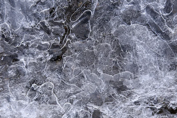 Textur av is på floden — Stockfoto