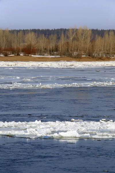 Rotura del hielo en el río en la primavera —  Fotos de Stock