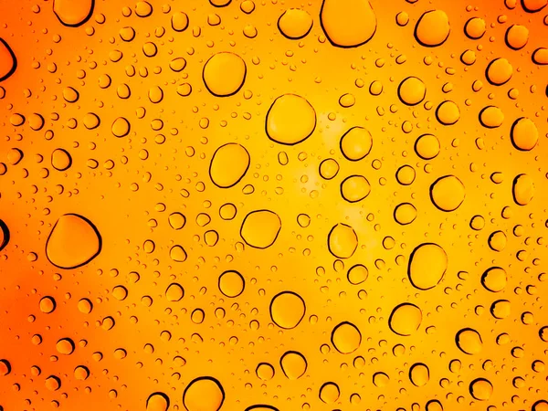 Zeer Mooie Waterstippen Het Glas Focus Extreem Verzadigde Oranje Kleur — Stockfoto