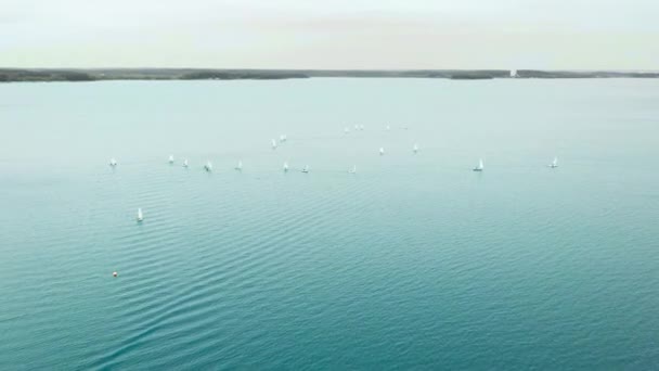 Deniz Dalgaları Üzerinde Eğitim Yapan Bir Yat Takımının Kuş Bakışı — Stok video