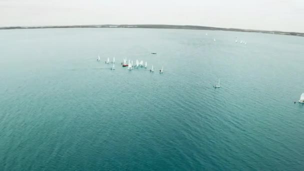 Aus Der Vogelperspektive Eines Yachtteams Das Auf Den Wellen Des — Stockvideo