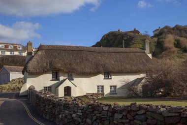 Eski thatched yazlık umut Cove, Devon, İngiltere
