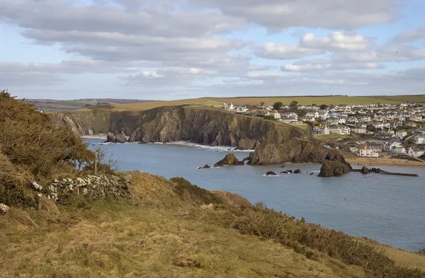 Vue de Bolt Tail vers Hope Cove, Devon, Angleterre — Photo