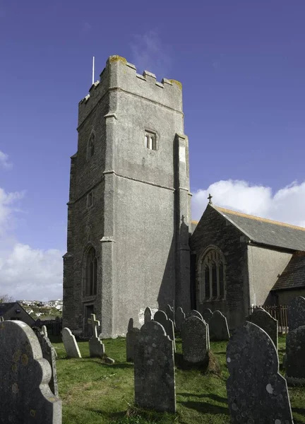 Igreja Com Vista Para Wembury Beach Devon Inglaterra — Fotografia de Stock