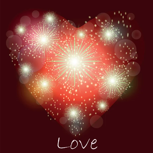 Festive light fireworks in form of heart — Stock Vector