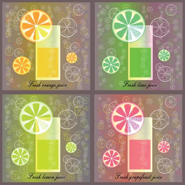 Fresh citrus juises — Stock Vector