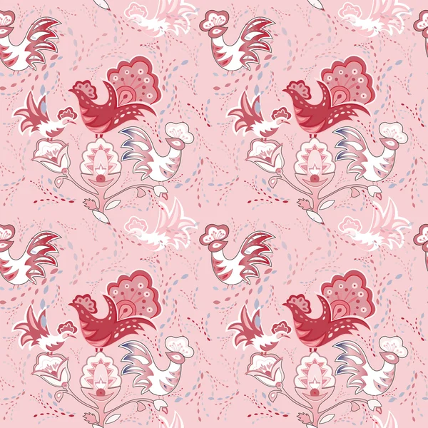 Texture sans couture avec des oiseaux dacoratifs colorés — Image vectorielle