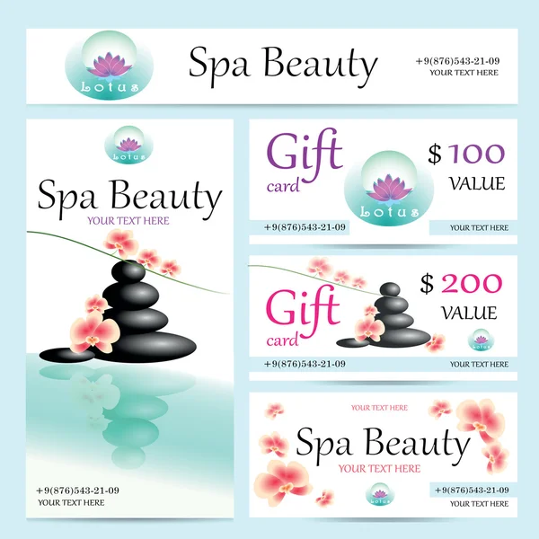 Vector business cards and poster for spa salon Stock Illustration