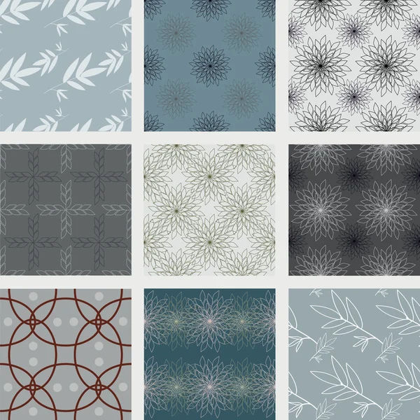 Nine gray seamless textures Royalty Free Stock Vectors