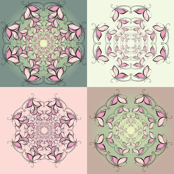 Motifs vectoriels de papillons roses décoratifs — Image vectorielle