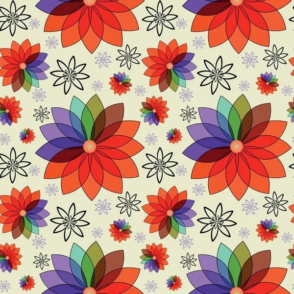 Textura sem costura com flores coloridas abstratas — Vetor de Stock