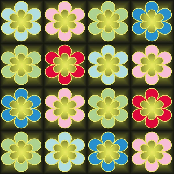 色とりどりの花でベクターのシームレスなテクスチャ — ストックベクタ