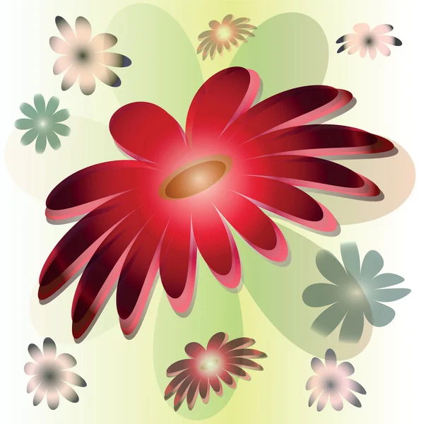 Vector stylized big red flower — Stock Vector