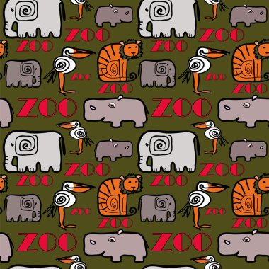 Seamless texture with stylized animals  clipart