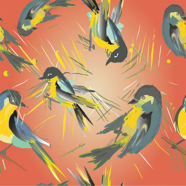 Varrat nélküli textúra absztrakt színes madarak — Stock Vector