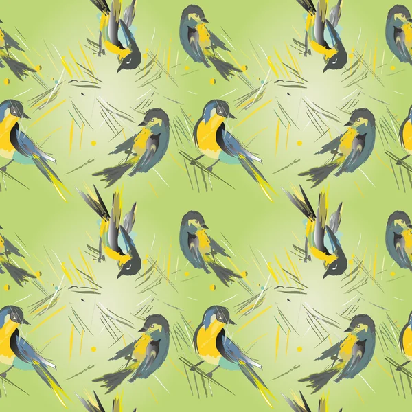 Texture sans couture avec des oiseaux colorés abstraits — Image vectorielle