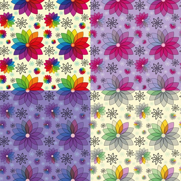 四无缝纹理与七彩花朵 — 图库矢量图片
