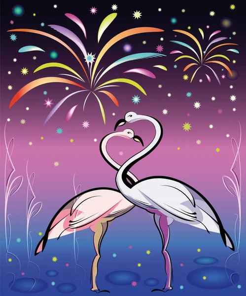 Rosa flamingos par Royaltyfria Stockvektorer