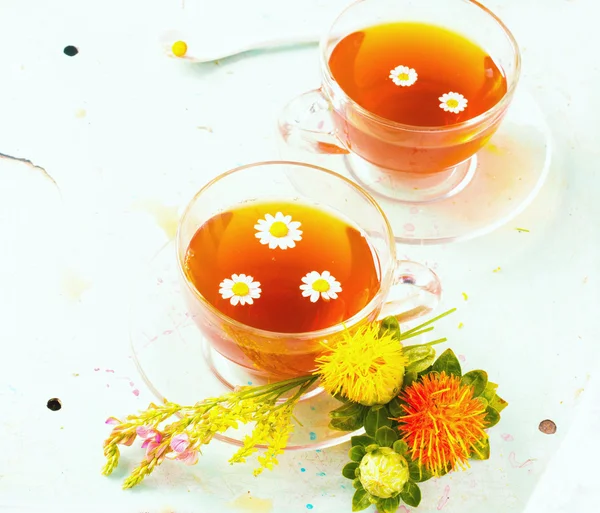 Herbal tea in glass cups — Stock Photo, Image