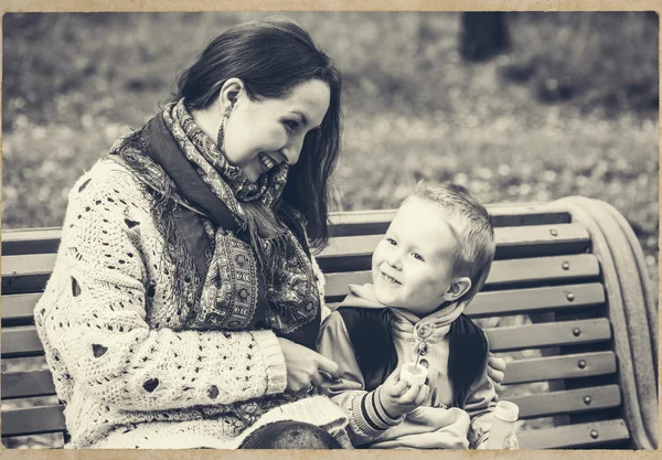 Mother with son in park nature — Stock Photo, Image