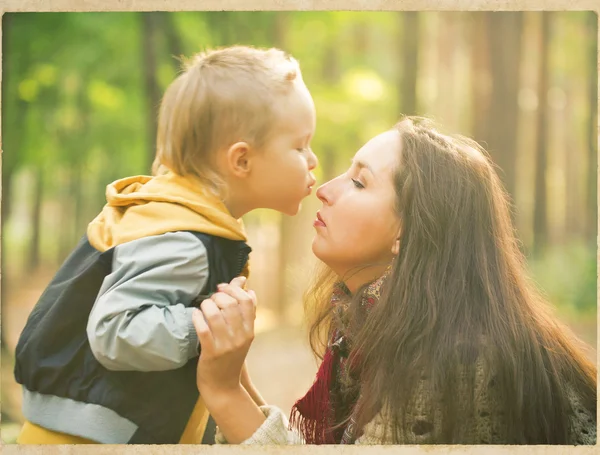 Mother with son in park nature — Stock Photo, Image