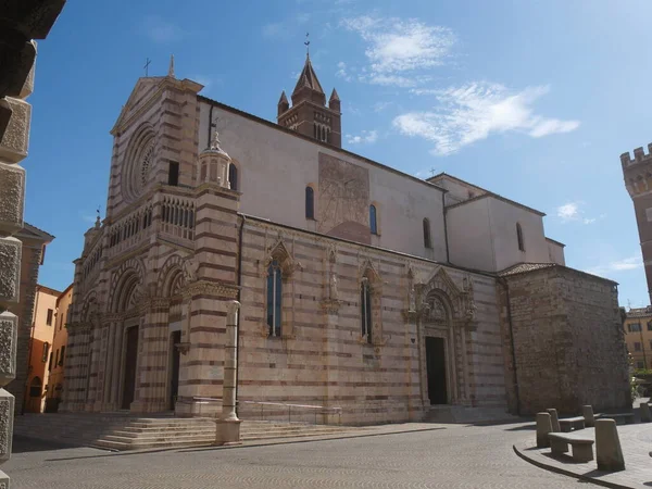 San Lorenzo Katedrála Grosseto Pravé Straně Výhledem Náměstí Piazza Dante — Stock fotografie