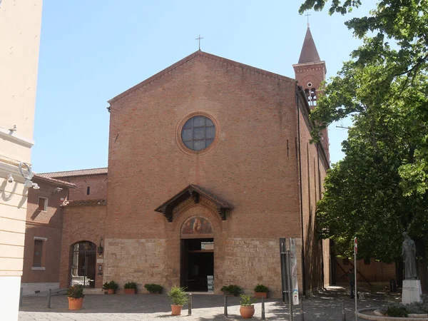 San Francesco Church Grosseto Facade Portal Characterized Lunette Fresco Surmounted — Stock Photo, Image