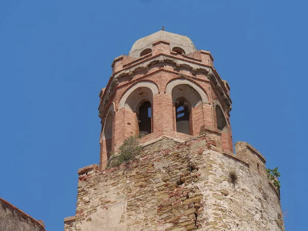 Zbliżenie Dzwonnicy Kościoła Jana Castiglione Della Pescaia Przeszłości Była Wieża — Zdjęcie stockowe