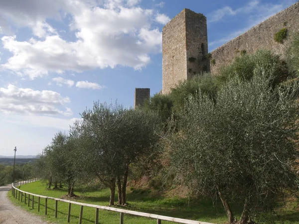 Camminamento Che Aggira Mura Cittadine Con Perimetro Circolare Con Torri — Foto Stock