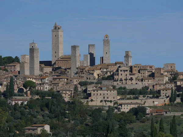 Closeup Medieval Towers San Gimignano — Stock Photo, Image