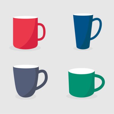 Renkli fincanlar. İzole edilmiş, vektör illüstrasyonu