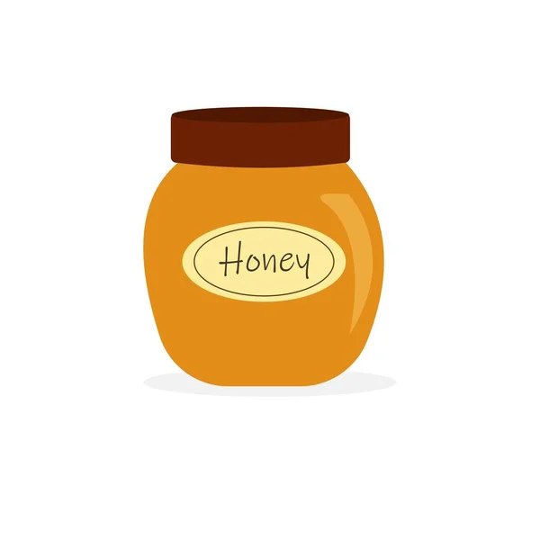 Honey Jar Glass Vector Cartoon Style Isolated White Background — стоковый вектор
