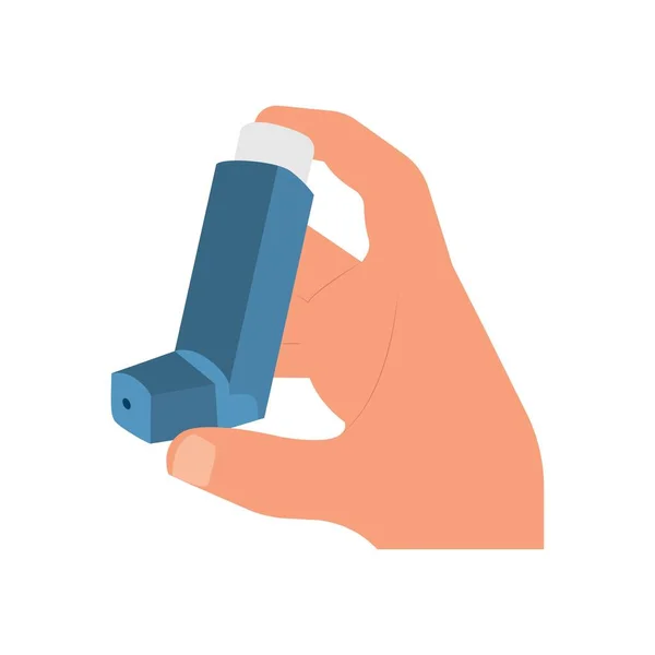 Inhalador Mano Para Asma Aislado Sobre Fondo Blanco — Vector de stock