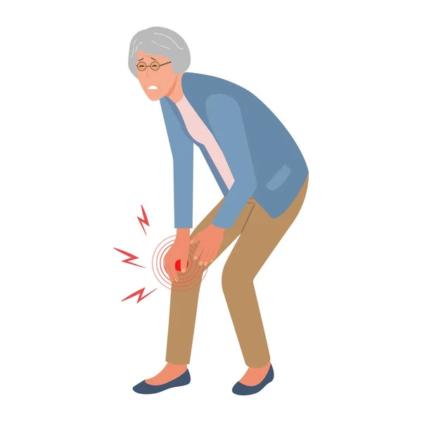 Personne Âgée Souffrant Douleurs Blessures Genou Lésion Aux Jambes Arthrite — Image vectorielle